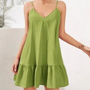 SHEIN Green Soleia Ruffle Hem Cami Dress | Size XL